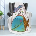 thumbnail image 4 of Fishing Soft Flannel Fleece Throw Blanket, Large Fat Fish Holding a Flag with Love Words Humorous Fun Nursery Theme, Cozy Plush for Indoor and Outdoor Use, 60" x 80", Multicolor, by Ambesonne, 4 of 5