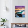 thumbnail image 3 of Creowell  Teal Wall Art Landscape Lake House Canvas Painting Cabin Purple Sailboat Pictures, Farmhouse Artwork Framed for Bathroom Living Room Bedroom Kitchen Wall Decor 16x20 in/12x16 in, 3 of 4