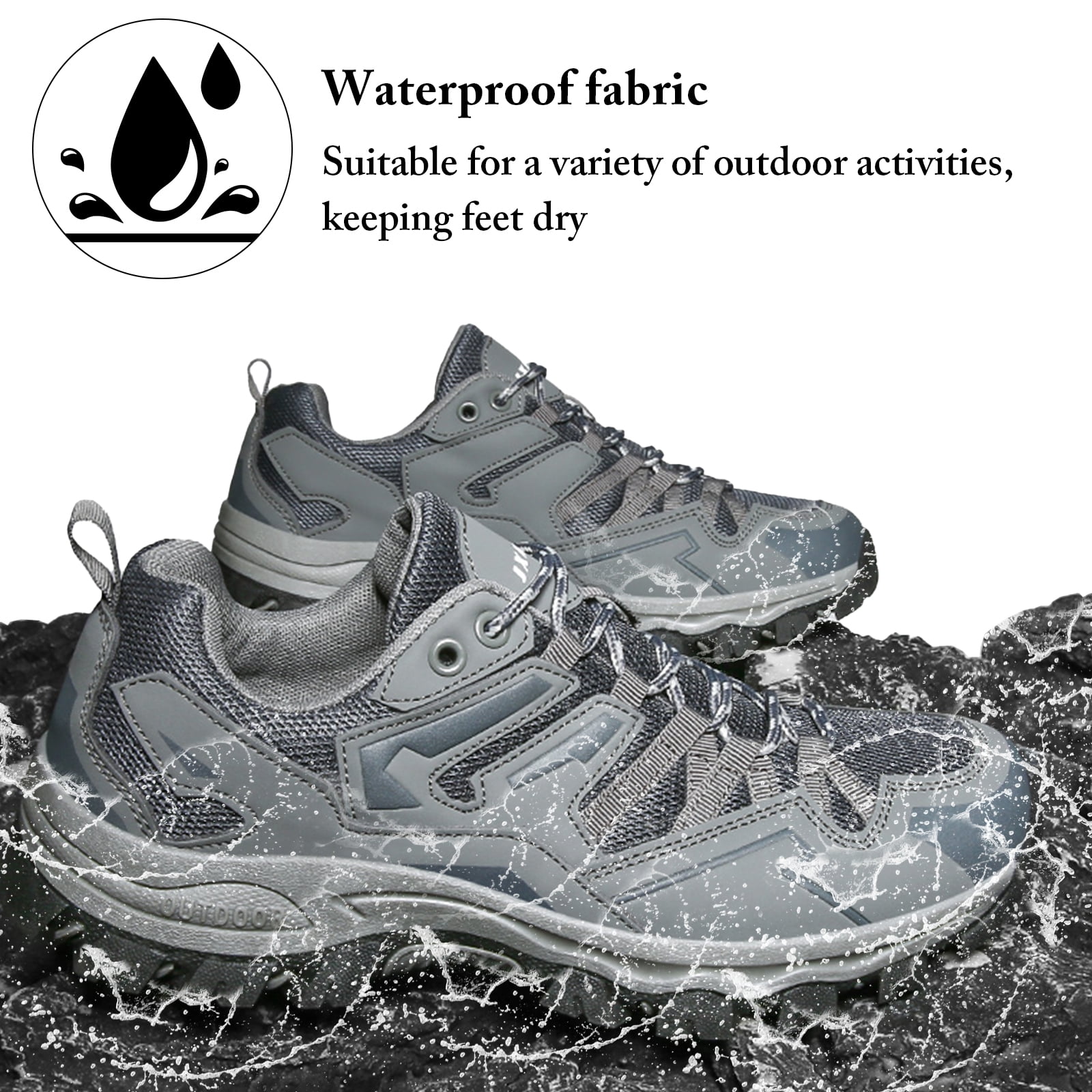 Men's Waterproof Hiking Shoes Lightweight Breathable Walking Shoes for Women Anti Slip Outdoor Trekking Trails Camping Shoes