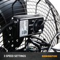 thumbnail image 4 of Remington Ventilador de piso de alta velocidad, unidad de enfriamiento portátil de 3 velocidades, flujo de aire de metal resistente para grandes tiendas, garajes y almacenes, 20 pulgadas, negro, 4 of 5