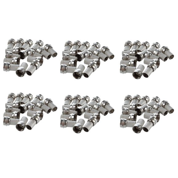 90 Pcs RG6 F-Type Twist-on Coax Coaxial Cable RF Connector Male for CCTV Camera,90 x F-Type Male RF Connector,Silver