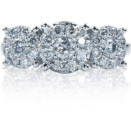 1 Carat T.W. Three Stone Round Diamond 10kt White Gold Bridal Ring by Unique Designs Inc.
