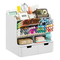 VUSIGN Desk Organizer with 2 Drawer, Multi-Functional Pencil Pen Holder for Office Home
