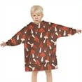 thumbnail image 3 of Red Mushroom White Brown Pattern Blanket Hoodies for Kids 6-13YR Oversize Wearable Blanket Hoodies for Boys Girls Teens, 3 of 7