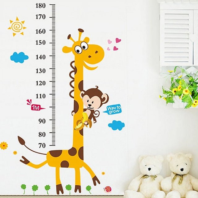 180 cm Medición de altura de los niños pegatinas ambientales pegatinas de altura habitación de los niños pegatinas decorativas de papel tapiz de dibujos animados de pared