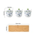 thumbnail image 3 of Hand Drawn Pattern Sugar Bowl With Lid, Ceramic Teacup Shape Sugar Pot, Coffee Accessories, Sugar Pourer, Kitchen Storage-Green Blue Plum-3 Set, 3 of 8