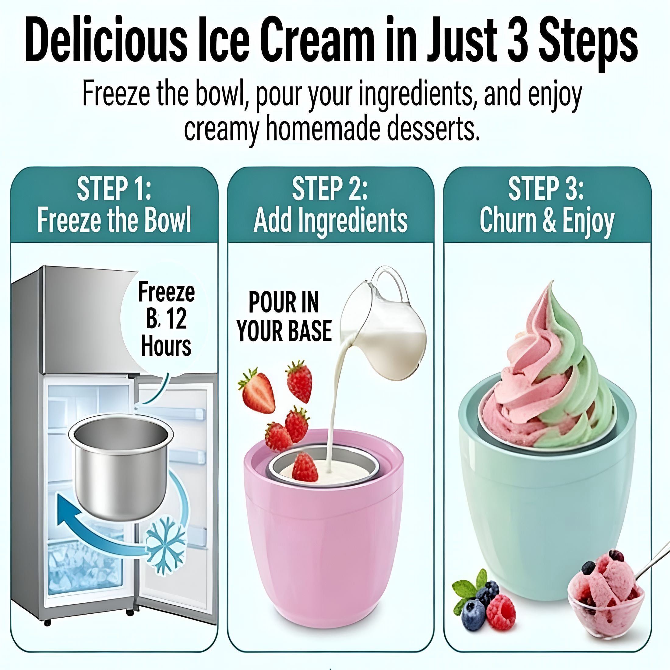 HIBIBUD Small Home Mini Ice Cream Maker,Just 15 Minutes Diy Ice Cream Maker,One-Touch Dessert Maker for Single Serving Gelato Frozen Yogurt,Compact Electric Machine for Kitchen Family Treats (Green)