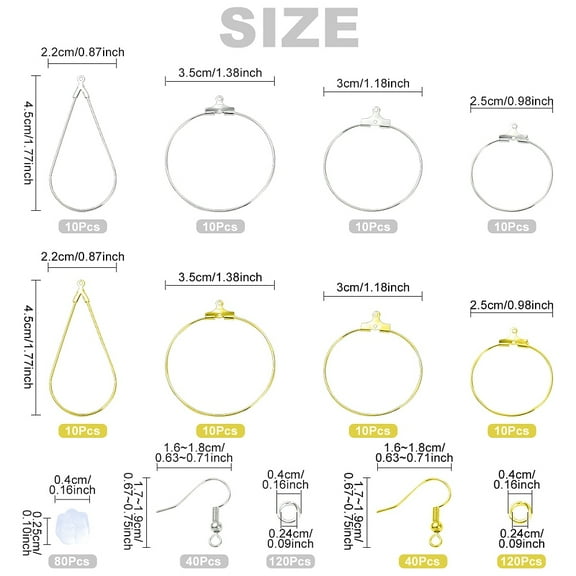 Brass 1 box DIY Brass Geometry Hoop Earring Making Kit Mixed color 17~19x16~18x0.8mm Hole: 2mm