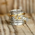 thumbnail image 2 of Womens Star Moon Crystal Ring Two Tone Wide Turning Alloy Electroplated Band Artificial Gemstones Inlay Antique Silver Finish Jewelry Ring, 2 of 5