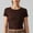 Coffee, variant on Olyvenn Crop Tops for Women Short Sleeve Yoga Shirts Crew Neck Slim Solid Shirt Fashion Summer Casual Basic Shirts Black M