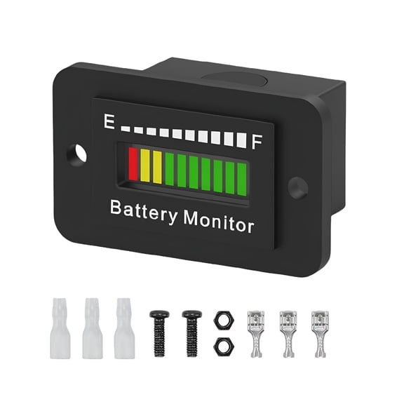 GJX LED Battery Level Indicator, Universal Golf Cart Battery Meter Support 12V 24V 36V 48V 60V 72V Battery Monitor Lithium Battery Lead Acid Battery Fuel Gauge Meter