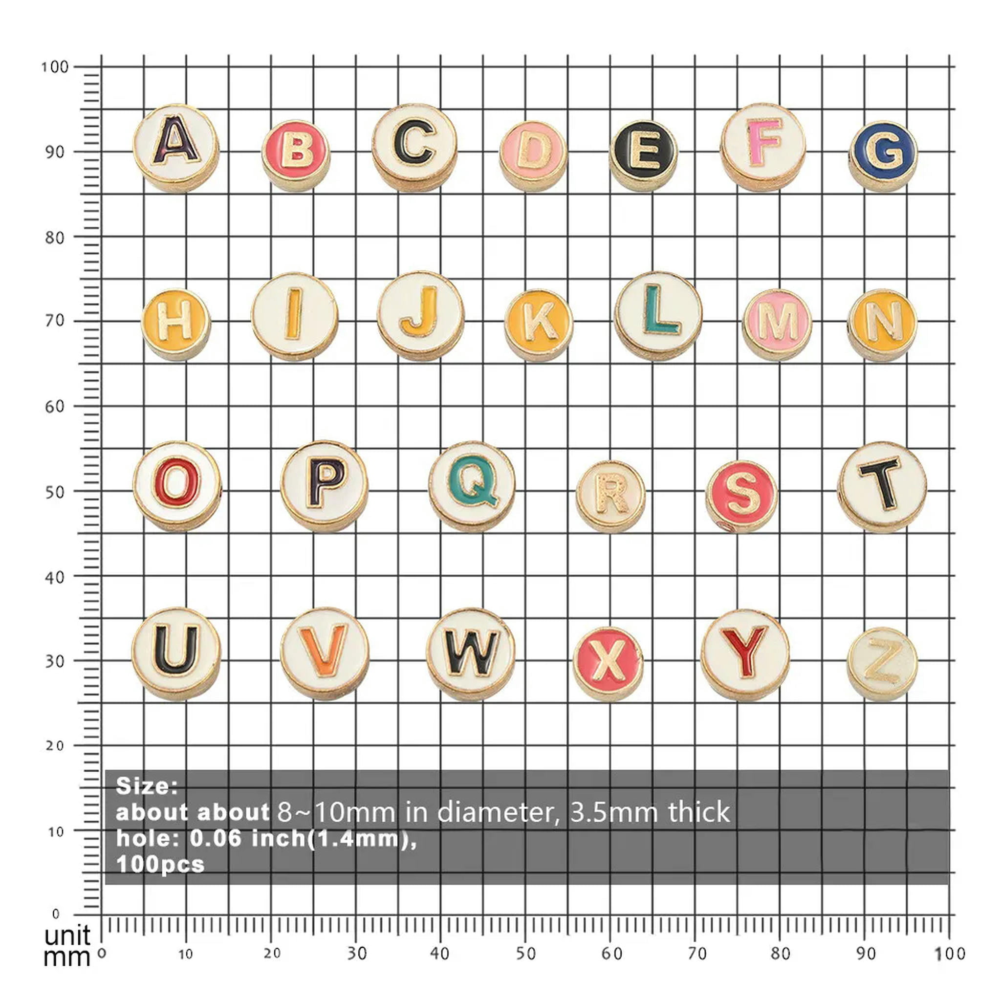 U8MO 100x Enamel Mixed Alphabet Letter Bead for Jewelry Bracelets Crafts DIY Making