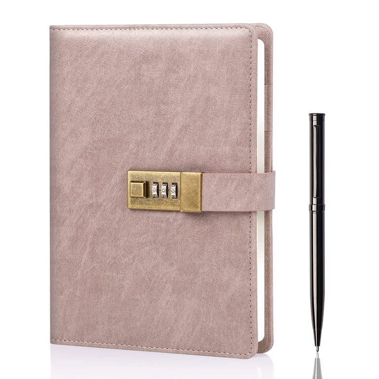WEMATE Vintage Lock Diary Journal with Pen, A5 Pink photo 1