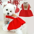 thumbnail image 2 of comerut Dog Skirt Splicing Design Cartoon Pictures Soft Color Matching Comfortable Party Accessory Little Bear Print Christmas Festival Pet Skirt for Cat, 2 of 8