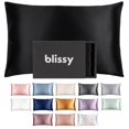 thumbnail image 1 of Funda de almohada de seda Blissy 100% pura, seda de morera, 22 Momme, color negro, 1 of 8