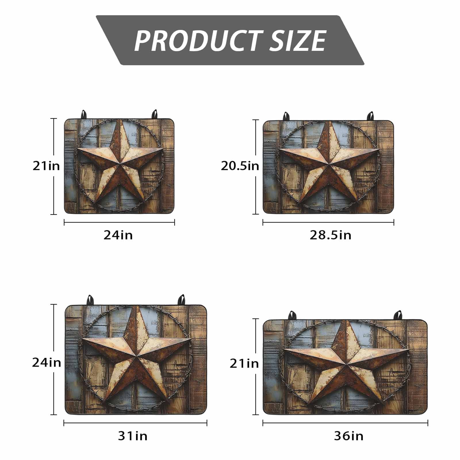 Rustic Star Brown Stove Top Cover for Electric Stove, Heat-proof & Non Slip Glass Top Stove Cover Protector, Vintage Farmhouse Wooden Grain Art Kitchen Flat Cooktop Rubber Mat 24x21 Inches