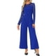 thumbnail image 1 of INSPIRAR CHIC Mono de Fiesta para Mujeres Elegante Cuello Redondo Manga de Encaje de Malla Suelto Pierna Ancha Romper M Azul Real, 1 of 5