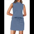 thumbnail image 1 of Conjuntos de Falda de 2 Piezas para Mujer, Conjuntos de Verano para Vacaciones en la Playa, Blusas de Cuello Alto, Falda de Tenis, Conjuntos de Estar por Casa. Gris Azul XXL, 1 of 9