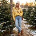 thumbnail image 6 of Women's Fair Isle Crew Neck Cardigan Sweater Button Down Snowflake Pattern Soft Knit Jacket Color Block Outerwear for Fall Winter, 6 of 9