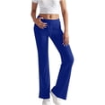 thumbnail image 2 of Women's Pants Casual Drawstring Wide Leg Pants Elastic Waist Solid Color Sweatpants Trousers, 2 of 9