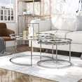thumbnail image 3 of Bowery Hill Metal Glass Top 2-Piece Nesting Tables Set in Chrome, 3 of 6