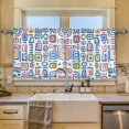thumbnail image 2 of Yayeee Kitchen Curtains Tier Set of 2 Light Filtering 57"x36" Over Sink Window Panels, Blue Retro Pattern, 2 of 7