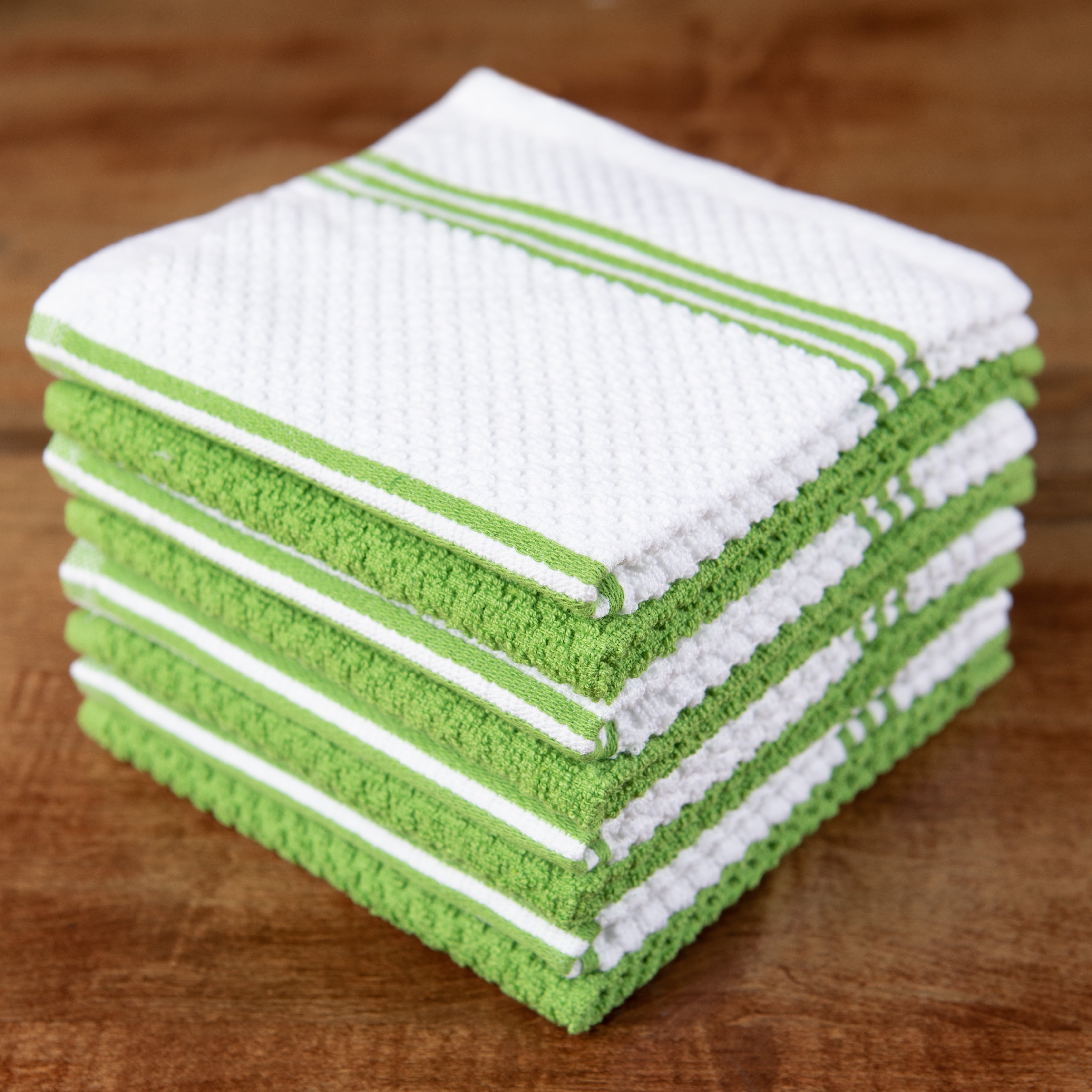 Sticky Toffee, 8 Pack, Cotton Terry Kitchen Dishcloth, Green