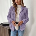 thumbnail image 5 of Wutalume Women's Plush Jacket, Casual Solid Color Hooded Drawstring Jacket, Jacquard Design for Fall and Winter, Soft and Warm, Perfect for Relaxed Fit and Comfort,Purple 2XL, 5 of 7