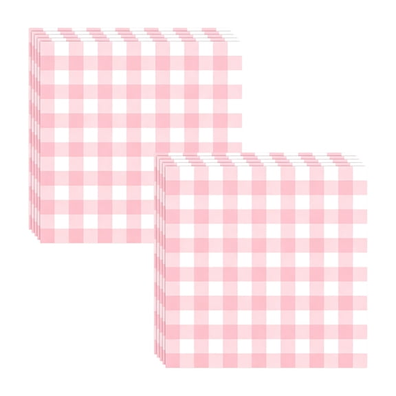 20‑Count Plaid Disposable Paper Napkins,6.4In Fall‑Autumn Checkered Towels, Waterproof Odor‑Free Table Supplies for Halloween Thanksgiving Christmas Birthday Party Decoration,Pink