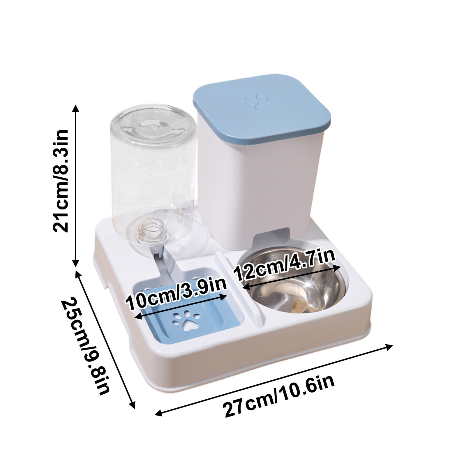 SLYNSHome Automatic Dog Cat Feeder and Water Dispenser,Large Capacity 2 in 1 Food Feeder for Small & Medium Dogs Cats Puppies - Blue