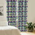 thumbnail image 2 of Ambesonne Geometric Curtains, Colorful Art Striped Cube, Pair of 28"x84", Dark Seafoam Purple and Plum, 2 of 5