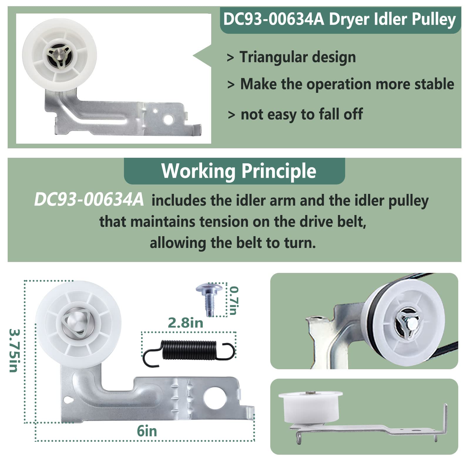 Monkemon Upgraded Sam-Sung Dryer Repair Kit Compatible with Samsung Dryer Roller Replacement Kit, Replacement for Samsung Dryer Parts DC97-16782A 6602-001655 DC93-00634A