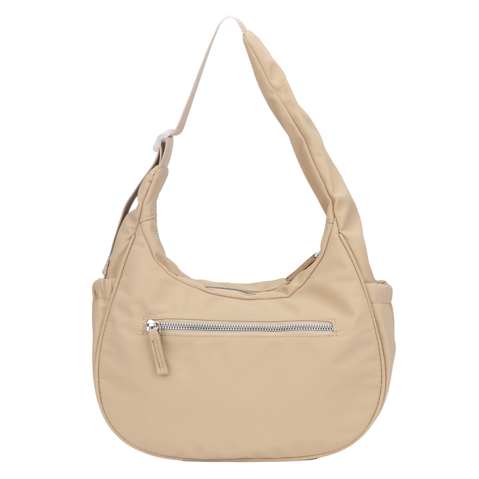 JANKS Small Puffer Crescent Shoulder Bag for Women, Nylon Quilted Puffy Crossbody Purse, Cute Hobo Shoulder Handbags （Khaki)