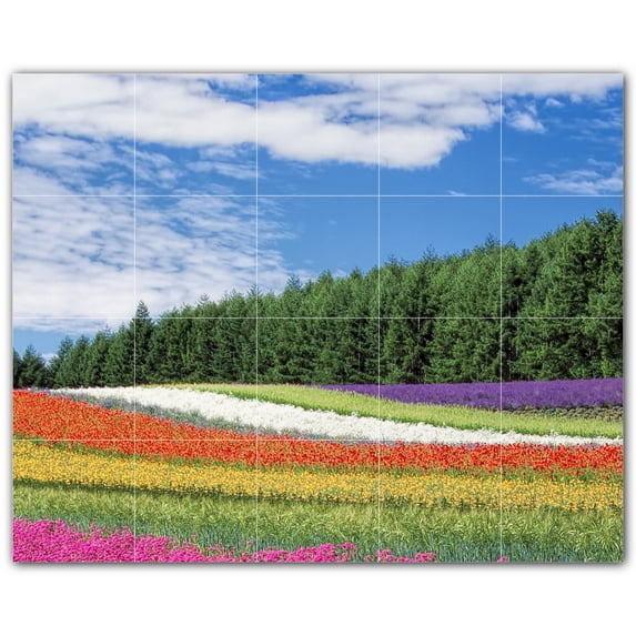 Picture-Tiles.com: Flowers Ceramic Tile Wall Mural WAL500648-54M. 30"W x 24"H using (20) 6" x 6" Ceramic Tiles-Satin Finish