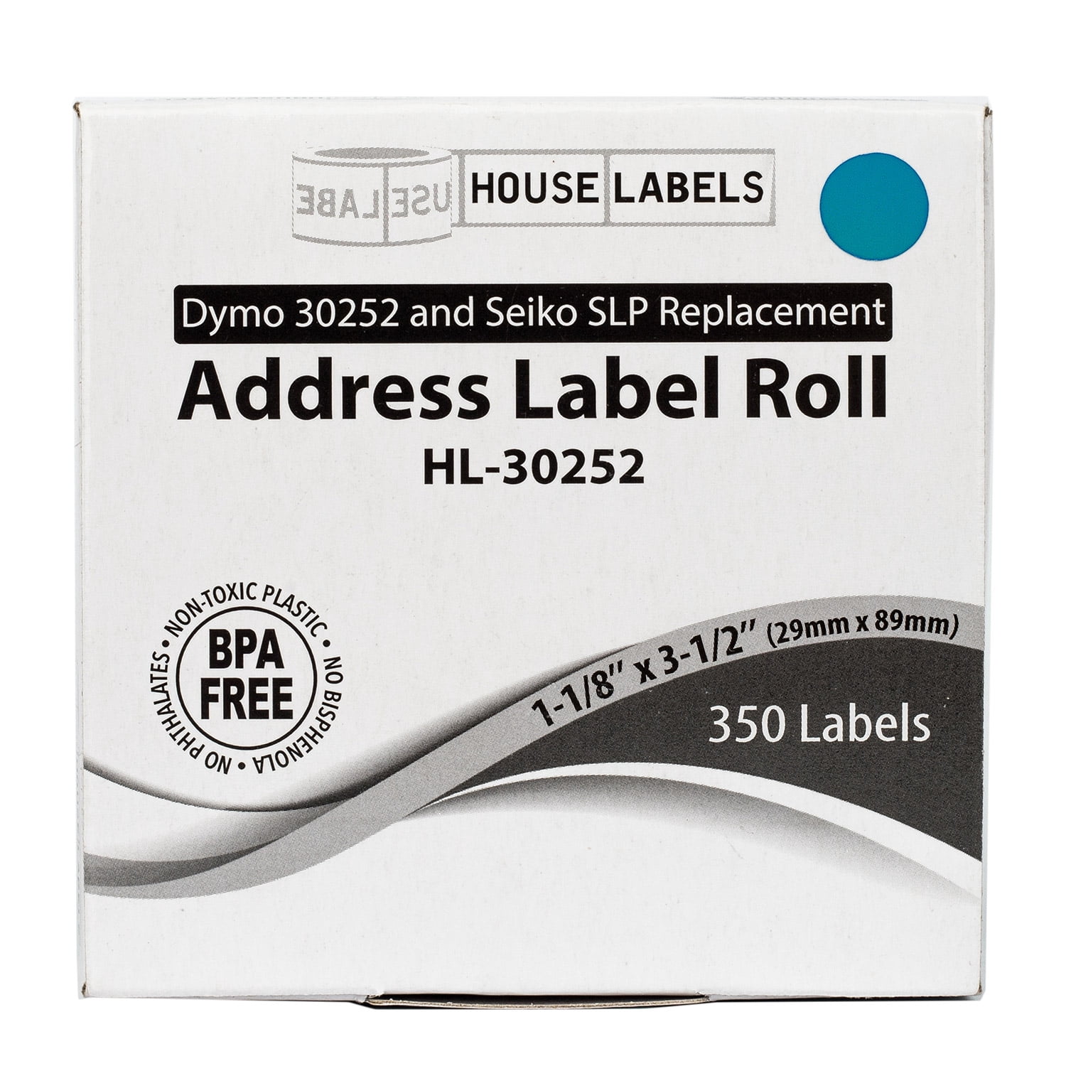 HOUSELABELS Compatible DYMO 30252 BL, LAV, OR, PK Address Labels (1-1/8"x3-1/2"), strong permanent adhesive, compatible with DYMO LW 450, 4XL, Rollo & Zebra Desktop Printers, 48 Rolls /16800 Labels