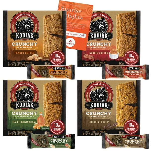 Kodiak Cakes High Protein Crunchy Granola Bars Variety Pack 48 BARS 12 Bars of Each Flavor