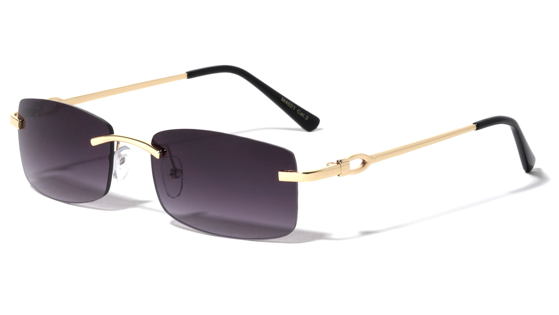 Women and Men Rimless Summer Eyewear 2020 Trendy Rectangle Sun Glasses  Fashion Sunglasses Shades Square Sunglasses GOLD-DARK GREY 