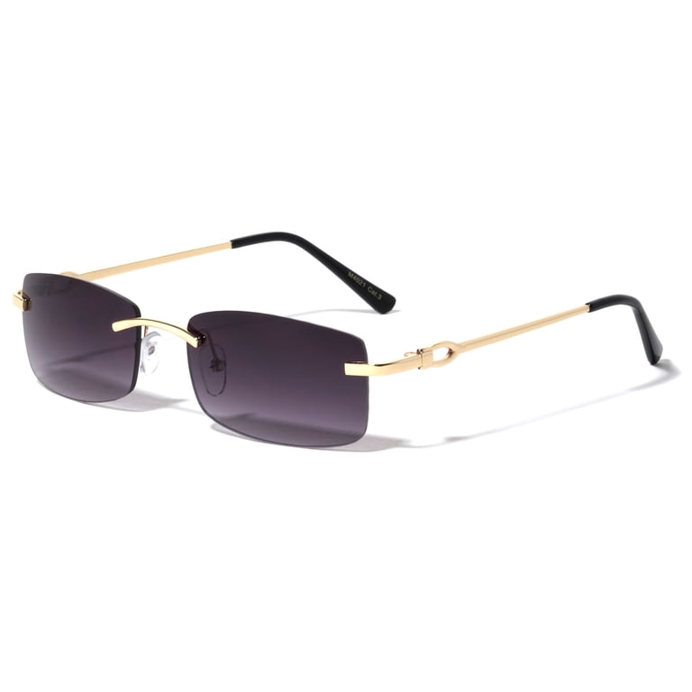 Rimless Gold Frame Sunglasses Slim Rectangular Frame 100% UV  display picture 1