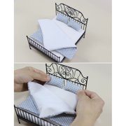 ROZYARD Vintage Iron Bed For 1/12 Scale Dollhouses Decoration Miniature Furniture Model