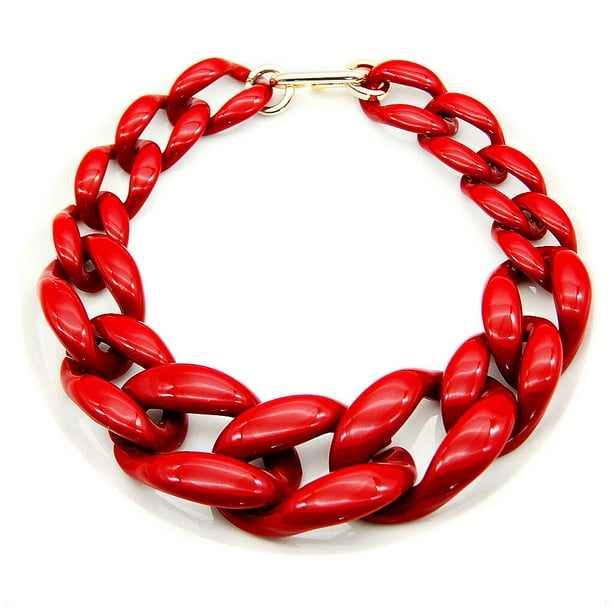 Guardurnaity Mujer declaración collar grueso gargantilla cadena collares decoración joyería adorno accesorio boda cumpleaños fiesta Ropa, zapatos y accesorios Miscelánea Rojo