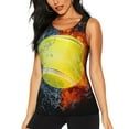 thumbnail image 2 of Picia Tennis Ball In Fire And Water Pattern Women's Workout Tank Top,Breathable Activewear,Slim Fit Athletic Top,Versatile Workout Moisture-wicking top-Small, 2 of 9