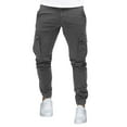 thumbnail image 3 of UVEASISHA Cargo Pants for Men Casual,Men's Multic Pocket Pants Slim Fit Hiking Cargo Pant Flex Stretch Joggers Work Pants with Elastic Ankle Cuff,Dark Gray,XL, 3 of 7