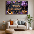 thumbnail image 7 of Elegant Floral Happy Birthday Banner Decorative Design Gold Champagne Balloon for Birthday Party Celebration Indoor Decoration Photo Shoot, 7 of 7