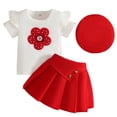 thumbnail image 2 of Amidoa Girls Summer 2 Piece Outfits Floral Cute Short Sleeve and Casual Pleated Skirt Kids Clothing Set Red Size Red Size 12, 2 of 9