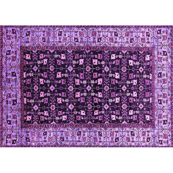 Ahgly Company Indoor Rectangle Oriental Purple Industrial Area Rugs, 5' x 7'
