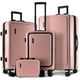 thumbnail image 1 of Juego de equipaje TRAVELARIM Hard Shell con ruedas giratorias, 4 piezas, rosa, 1 of 9