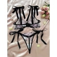 thumbnail image 2 of Conjunto de lencería con bordado de mariposas, sujetador de malla sin forro y tanga de tiras, lencería y ropa interior sexy para mujer, 2 of 4