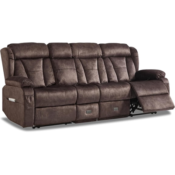 Loveseat Recliner Sofa,3 Seater RV Recliner Couch, Manual Reclining Loveseat with Console for Living Room, Home Theater Seating with AC/USB C/USB and Drawer