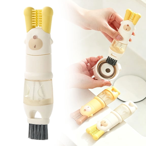 3 In 1 Cup Lid Cleaning Brush, Multifunctional Crevice Portable Cup Lid Cleaning Brush For Bottle Gap Tight Spaces Cup (White)