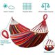 thumbnail image 5 of Hamaca de algodón Cómoda hamaca de tela con correas para árboles para colgar Hamaca duradera de hasta 450 libras Hamaca portátil con bolsa de viaje, perfecta para Campi, 5 of 5